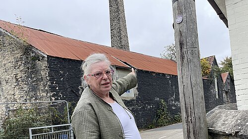 Jan Goffey at the Old Mill on Mill Road Jan Goffey at the Old Mill on Mill Road