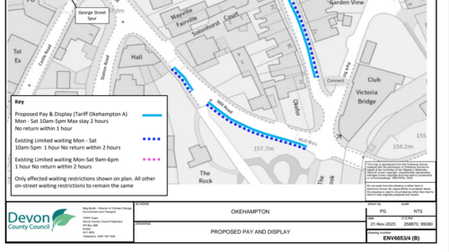 Planned paid parking zones in Okehampton
