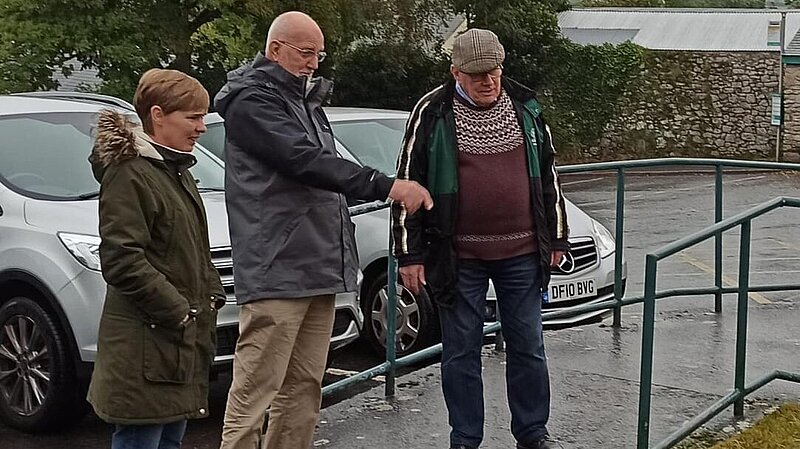 Parish Clerk Sam Parkin and Councillors John Nutley and John Farrand-Rogers examine grounds works