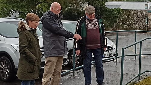 Parish Clerk Sam Parkin and Councillors John Nutley and John Farrand-Rogers examine grounds works